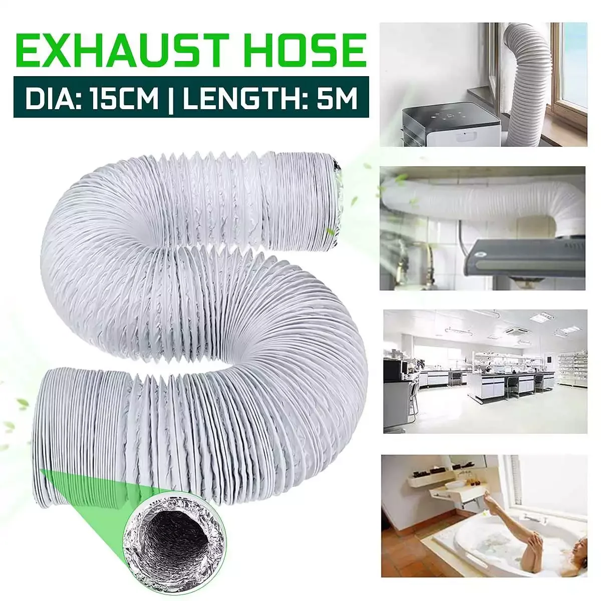 Air Conditioner 5M Flexible Exhaust Hose Pipe Air Vent Tube Air Conditioner Accessories Ventilation System Duct Hose
Air Conditioner 5M Flexible Exhaust Hose Pipe Air Vent Tube Air Conditioner Accessories Ventilation System Duct Hose