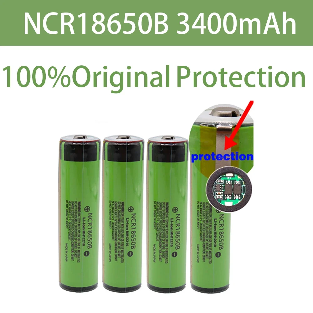 

100% Original Protected 18650 NCR18650B Rechargeable Li-ion battery 3.7V With PCB 3400mAh For Flashlight 18650 batteries use