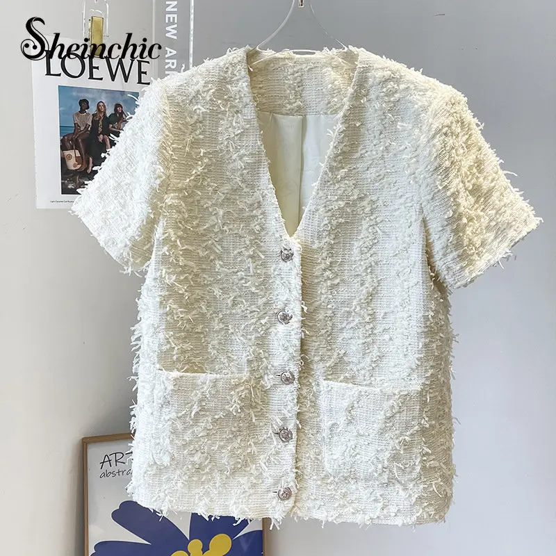 Korean Fashion Fall Clothing for Women 2022 Elegant V-neck Short Sleeve Tweed Jacket 30% Wool Coat Femme Streetwear
Korean Fashion Fall Clothing for Women 2022 Elegant V-neck Short Sleeve Tweed Jacket 30% Wool Coat Femme Streetwear