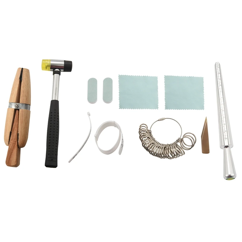 12Pcs Jewelry Ring Sizer Tools Set, Ring Mandrel, Ring Sizer, Wood Ring Clamp, Rubber Hammer, Plastic Ring Sizer Gauge, Jewelry
12Pcs Jewelry Ring Sizer Tools Set, Ring Mandrel, Ring Sizer, Wood Ring Clamp, Rubber Hammer, Plastic Ring Sizer Gauge, Jewelry