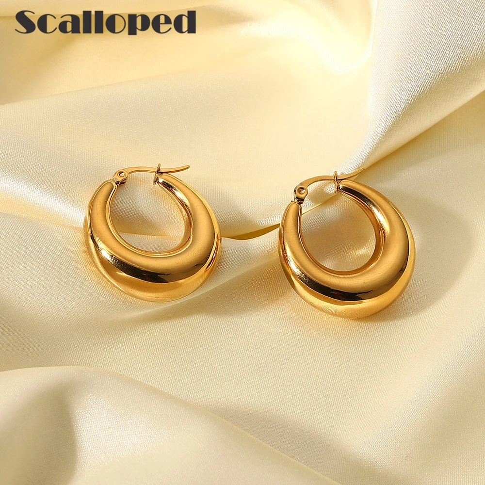 SCALLOPED Vintage Smooth Hollow Stainless Steel Hoop Earrings For Women 25 MM Street Style Girl's Daily Wear Ear Jewelry
SCALLOPED Vintage Smooth Hollow Stainless Steel Hoop Earrings For Women 25 MM Street Style Girl's Daily Wear Ear Jewelry
