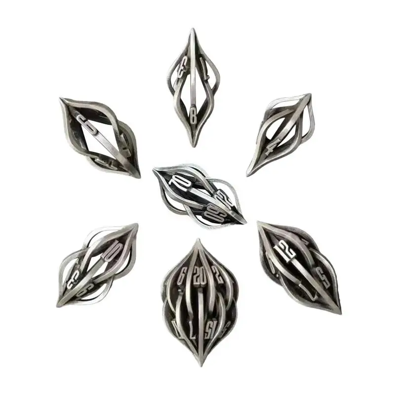 Hollow Metal Dice 7 Pcs/set Hollow Polyhedral DND Dice Sharp Edge Dice With Wooden Box DND Alloy Dice For Table Games Halloween
Hollow Metal Dice 7 Pcs/set Hollow Polyhedral DND Dice Sharp Edge Dice With Wooden Box DND Alloy Dice For Table Games Halloween