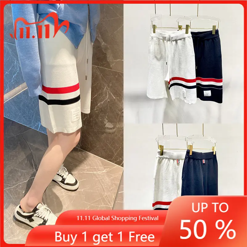 

TB Yarn-dyed Shorts for Men and Women with The Same Loose Summer Wear Leisure Sports Brand Thin Pants Five Pants.