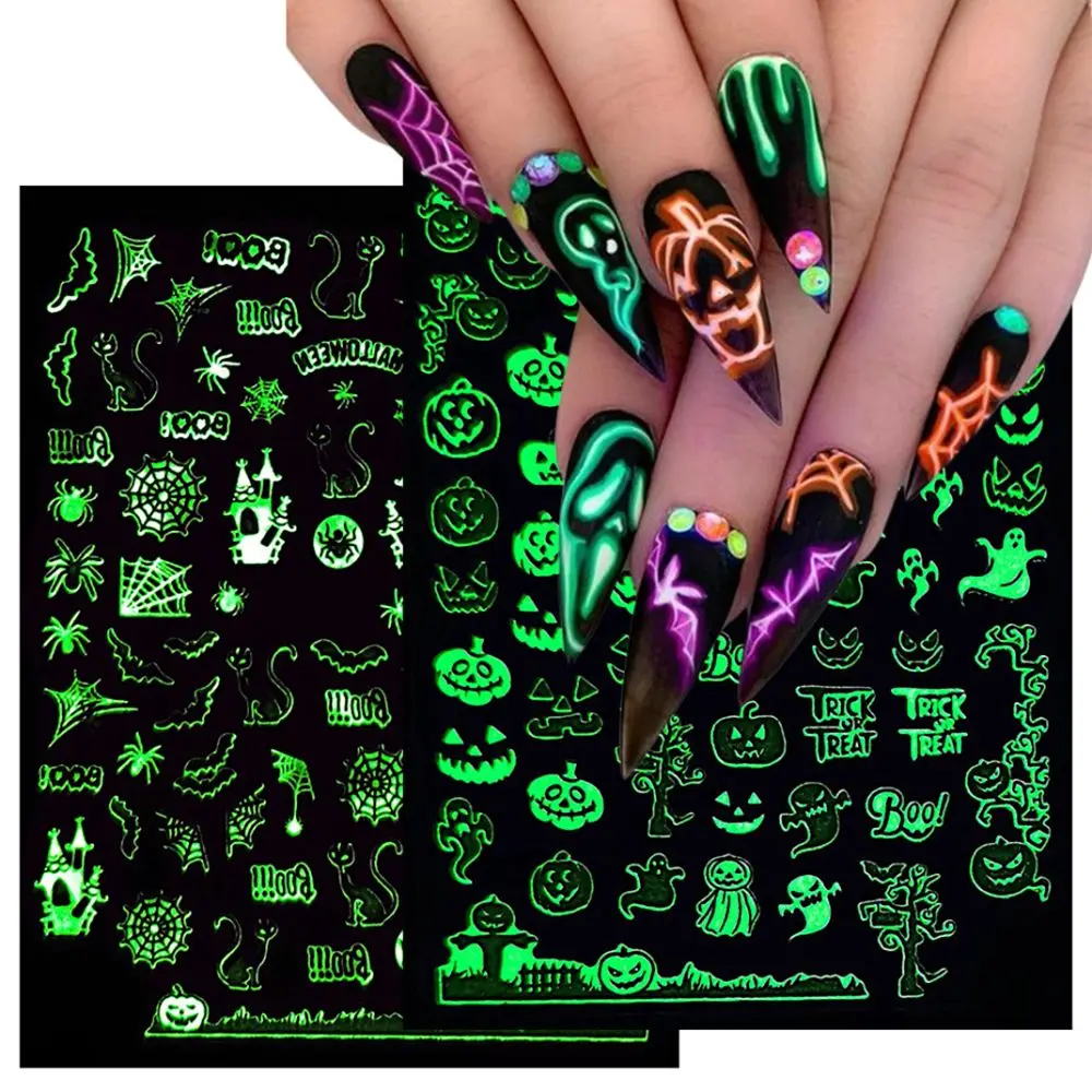 3D Glow In The Dark Stickers Halloween Nails Luminous Spider Web Sliders Skull Pumpkin Nail Design Manicure Decorations
3D Glow In The Dark Stickers Halloween Nails Luminous Spider Web Sliders Skull Pumpkin Nail Design Manicure Decorations