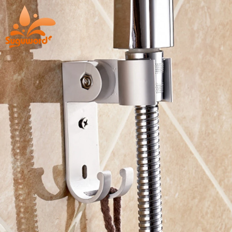 Suguword Aluminum Wall Mounted Hand Shower Holder Handheld Sprayer Pedestal Bracket W/Hooks Rotatable Bathroom Accessories
Suguword Aluminum Wall Mounted Hand Shower Holder Handheld Sprayer Pedestal Bracket W/Hooks Rotatable Bathroom Accessories