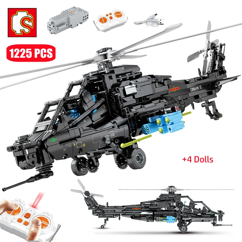 SEMBO Military Series WW2 Remote Control Helicopter Gunships Building Blocks MOC Z-10 Fighter RC Airplane Bricks Kids Toys Boys
SEMBO Military Series WW2 Remote Control Helicopter Gunships Building Blocks MOC Z-10 Fighter RC Airplane Bricks Kids Toys Boys