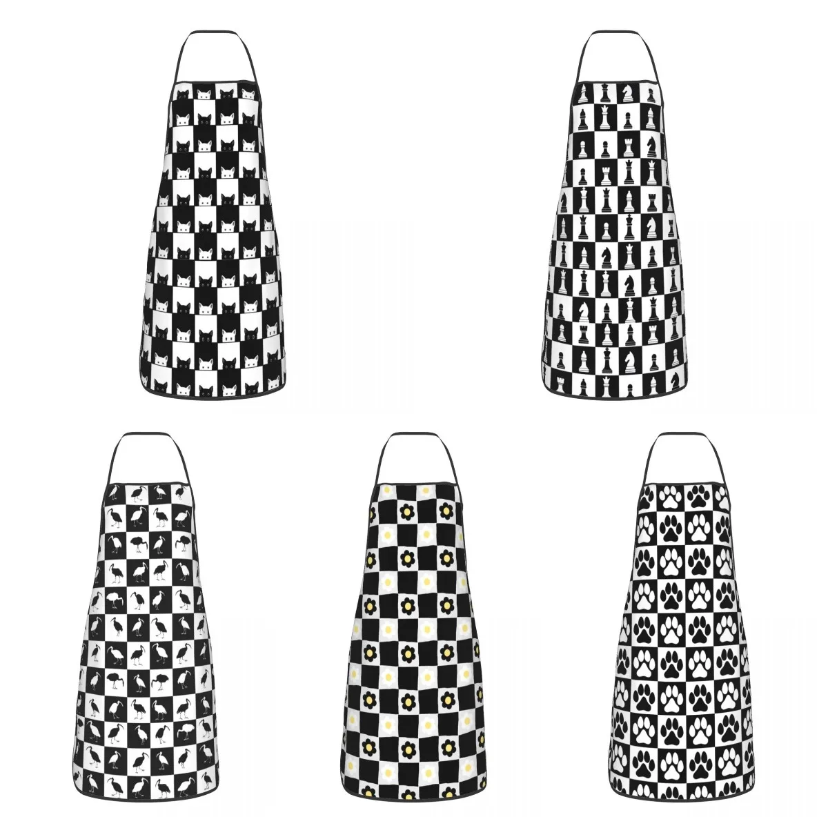 Фартук с шахматным узором для мужчин и женщин, смешной нагрудник в клетку в стиле унисекс, для кухни, шеф-повара 
Фартук с шахматным узором для мужчин и женщин, смешной нагрудник в клетку в стиле унисекс, для кухни, шеф-повара