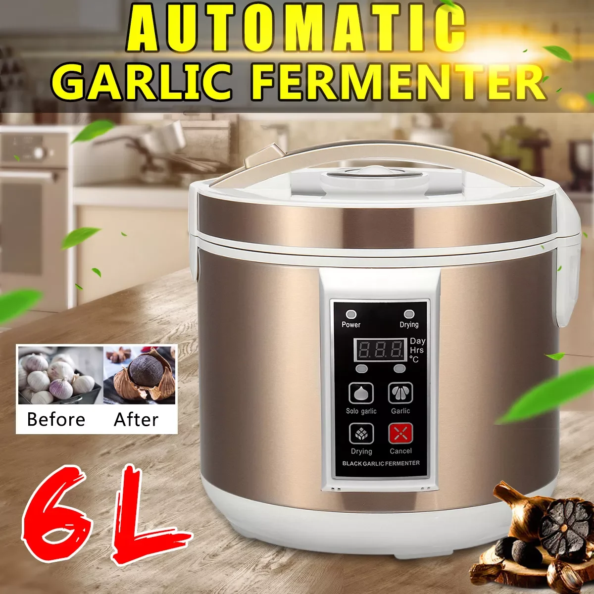 Automatic Black Garlic Fermenter 6L Home Kitchen DIY Zymolysis Making Pot Household Fermenting Machine EU/US/AU 220v 110v 
Automatic Black Garlic Fermenter 6L Home Kitchen DIY Zymolysis Making Pot Household Fermenting Machine EU/US/AU 220v 110v
