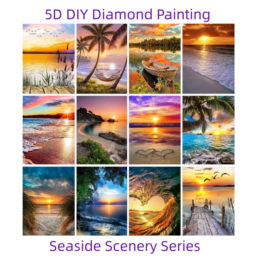 

Набор для алмазной живописи 5D «сделай сам», Приморский Пейзаж, закат, пейзаж, крест, алмазная вышивка, полноформатная мозаика, домашний декор, подарок