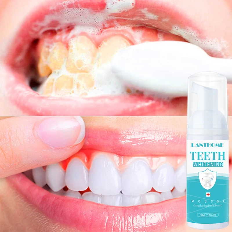 

Tooth Whitening Mousse Foam Toothpaste Refreshing Breath Deep Cleaning Removing Stains Brightening Protecting Teeth 50ml