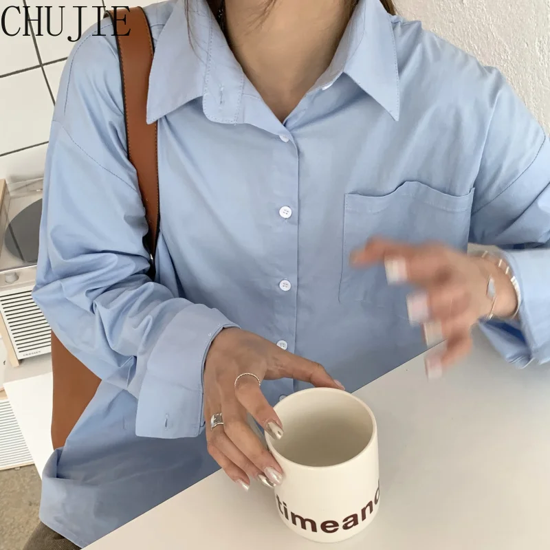 Solid Color Basic Shirts For Women Turn-down Collar Long Sleeve Loose Casual Tops 2022 Spring Summer Female Fashion
Solid Color Basic Shirts For Women Turn-down Collar Long Sleeve Loose Casual Tops 2022 Spring Summer Female Fashion