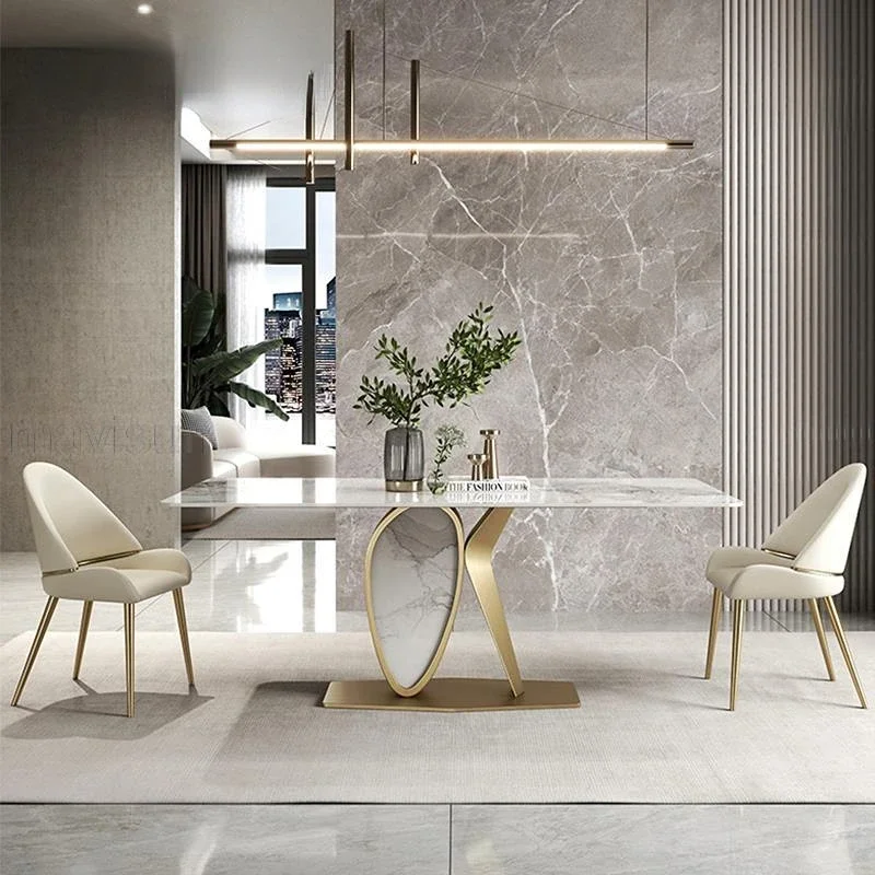 Modern Luxury Golden Dining Tables Designer Rectangular Minimalist Dining Table White Restaurant Muebles Hogar Home Furniture WZ
Modern Luxury Golden Dining Tables Designer Rectangular Minimalist Dining Table White Restaurant Muebles Hogar Home Furniture WZ