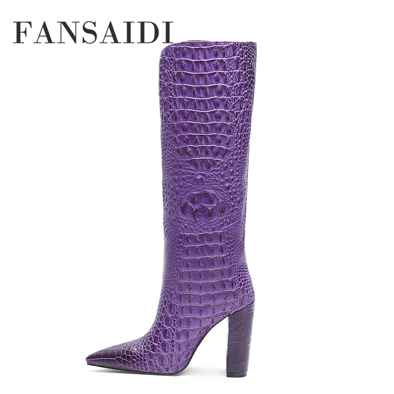 FANSAIDI Winter Blue Purple White Woman New Fashion Knee High Boots Sexy New Pointed Toe Block Heels Big Size 40 41 42 43 44 45
FANSAIDI Winter Blue Purple White Woman New Fashion Knee High Boots Sexy New Pointed Toe Block Heels Big Size 40 41 42 43 44 45