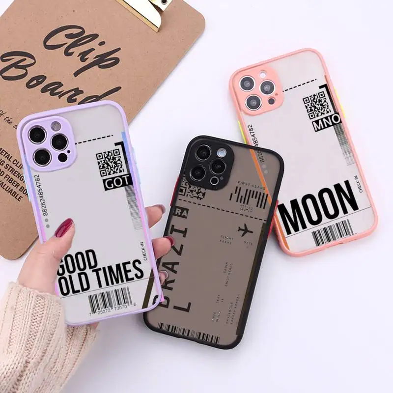 AIR Tickets Travel Label Country Phone Case For iPhone 13 12 11 Mini Pro XR XS Max 7 8 Plus X Matte transparent Back Cover
AIR Tickets Travel Label Country Phone Case For iPhone 13 12 11 Mini Pro XR XS Max 7 8 Plus X Matte transparent Back Cover
