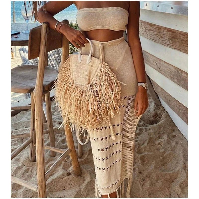 Женское вязаное платье макси, комплект из двух предметов, укороченный топ и юбка с Боковым Разрезом, пляжная одежда, длинное платье, 50 шт./лот
Женское вязаное платье макси, комплект из двух предметов, укороченный топ и юбка с Боковым Разрезом, пляжная одежда, длинное платье, 50 шт./лот