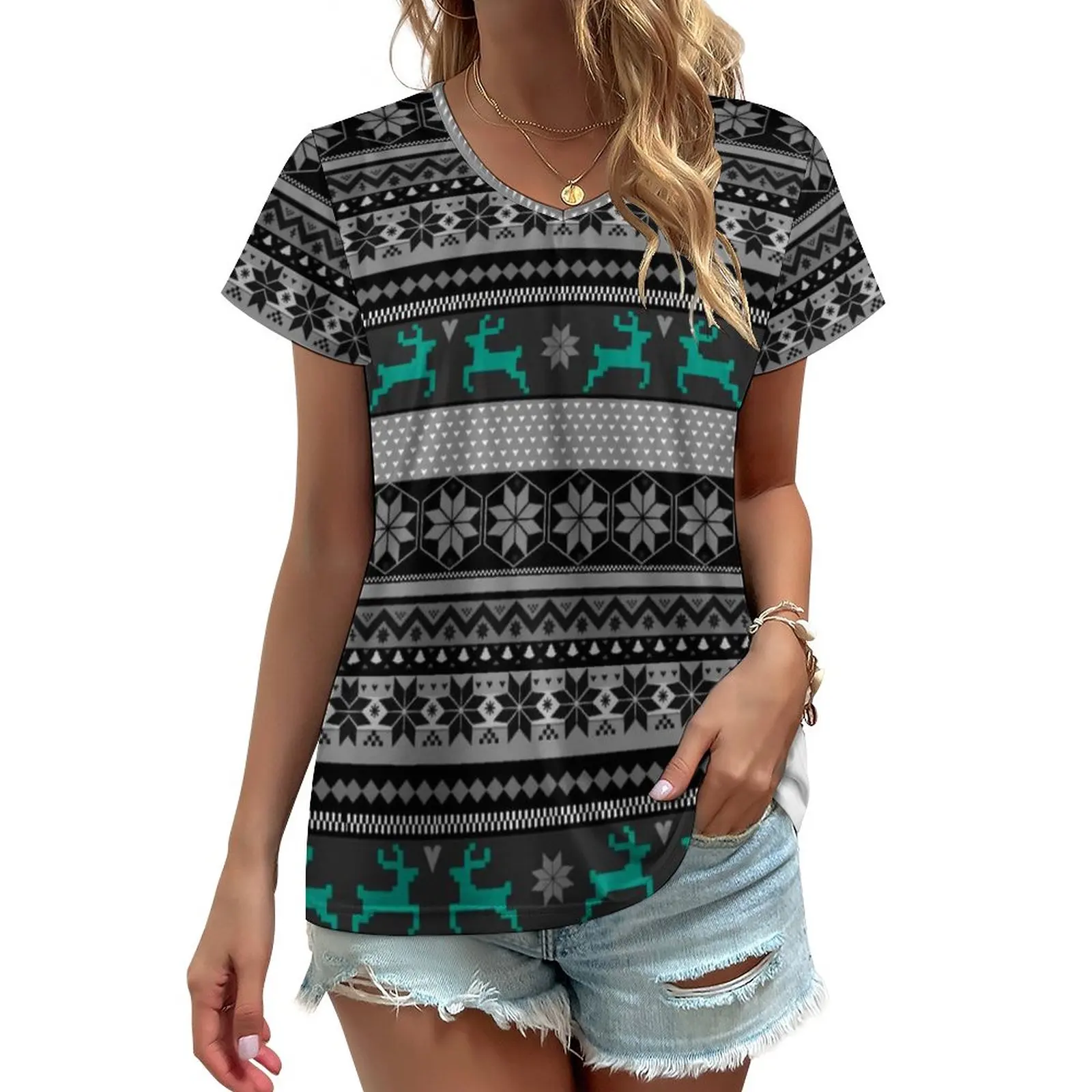 Футболка в скандинавском стиле с изображением животных, красочная женская футболка с V-образным вырезом и коротким рукавом, топы с принтом, ...
Футболка в скандинавском стиле с изображением животных, красочная женская футболка с V-образным вырезом и коротким рукавом, топы с принтом, ...