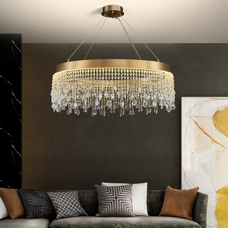 Modern Luxury Crystal Chandelier Led Living Room Decoration Lighting Fixture Gold Round Indoor Home Decor Hanging Lamp
Modern Luxury Crystal Chandelier Led Living Room Decoration Lighting Fixture Gold Round Indoor Home Decor Hanging Lamp