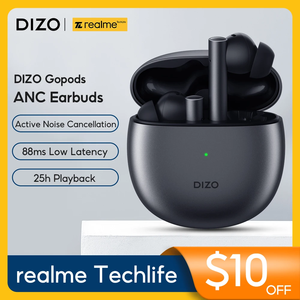 realme DIZO GoPods ANC Bluetooth Earphone Active Noise Cancelling HiFi Sports TWS Wireless Earbuds Headphones for iPhone Xiaomi
realme DIZO GoPods ANC Bluetooth Earphone Active Noise Cancelling HiFi Sports TWS Wireless Earbuds Headphones for iPhone Xiaomi