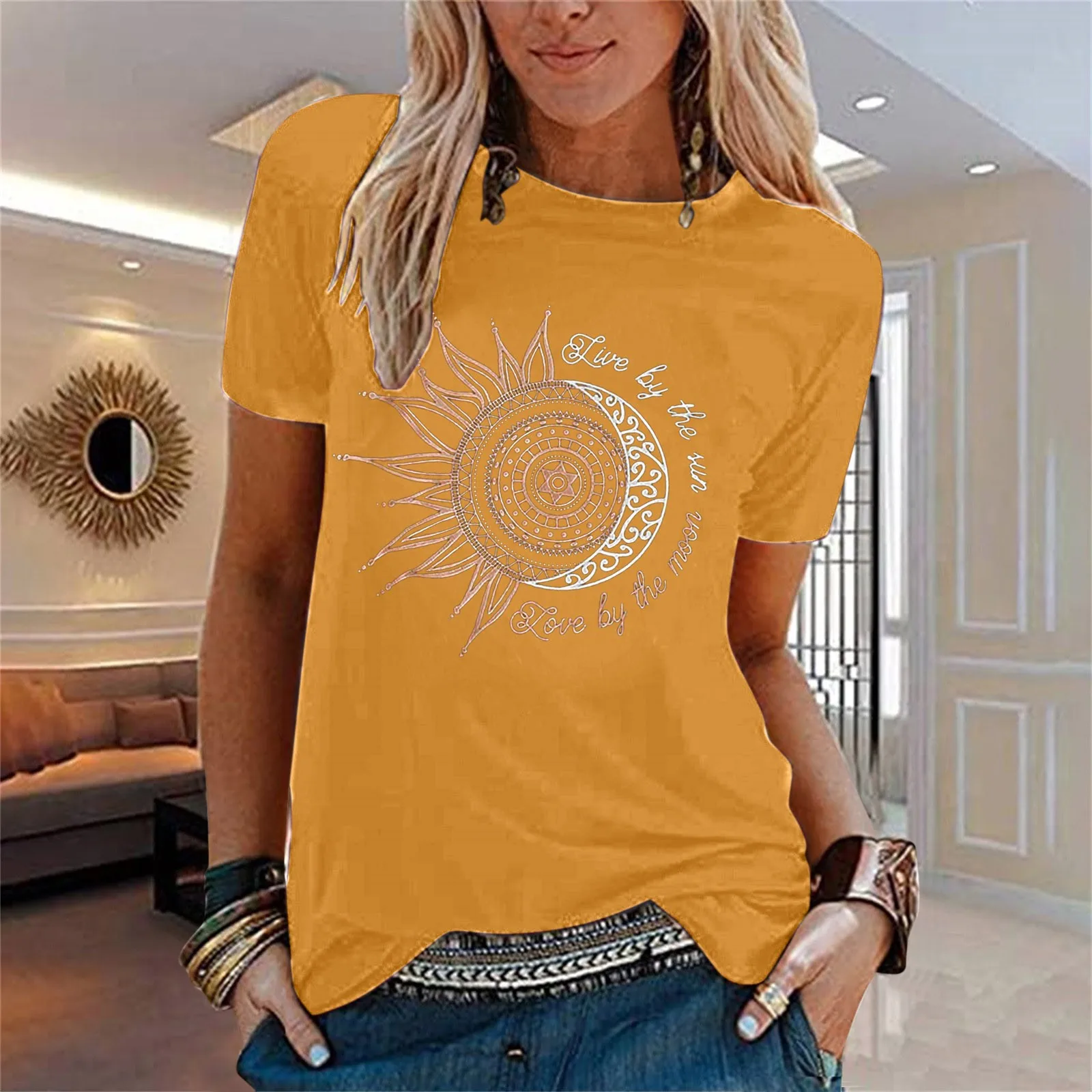 Shirts for Women Casual Summer Women Casual Top Shirt Sun Moon Print Shirts for Women Casual Summer T Shirt for Women Summer
Shirts for Women Casual Summer Women Casual Top Shirt Sun Moon Print Shirts for Women Casual Summer T Shirt for Women Summer