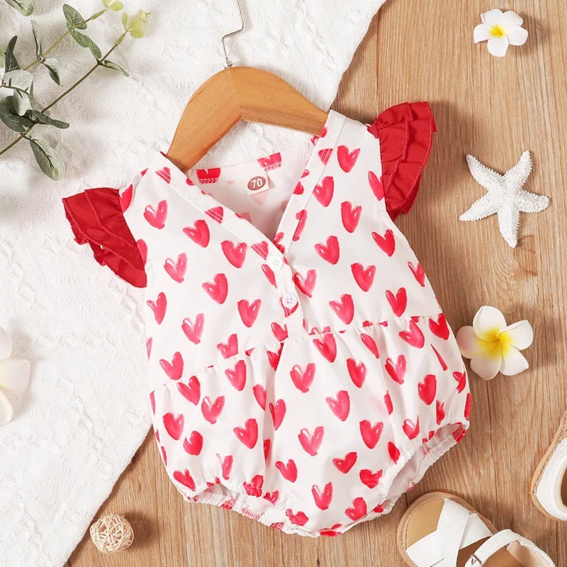 Toddler Baby Girl Clothes Full Printed Red Heart Flying Sleeve V-neck Jumpsuit Summer Sleeveless Outfits Triangle Climb
Toddler Baby Girl Clothes Full Printed Red Heart Flying Sleeve V-neck Jumpsuit Summer Sleeveless Outfits Triangle Climb