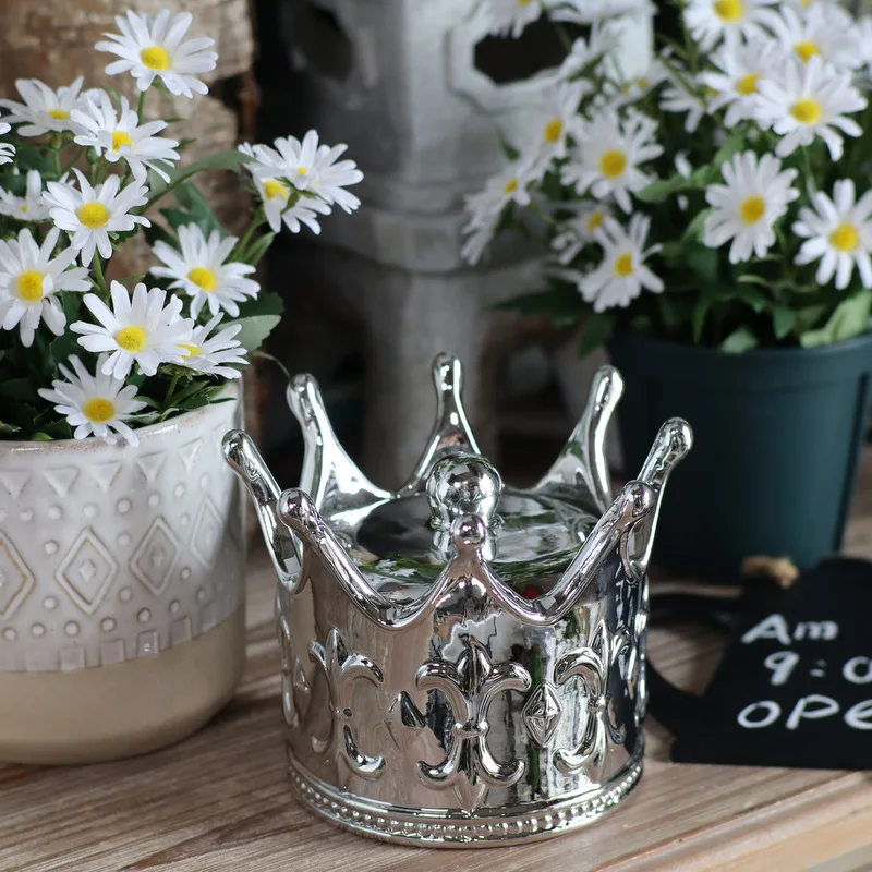 French Vintage Silver Crown Ceramic Home Garden Decoration Storage Can Candlestick Flower Ornament
French Vintage Silver Crown Ceramic Home Garden Decoration Storage Can Candlestick Flower Ornament