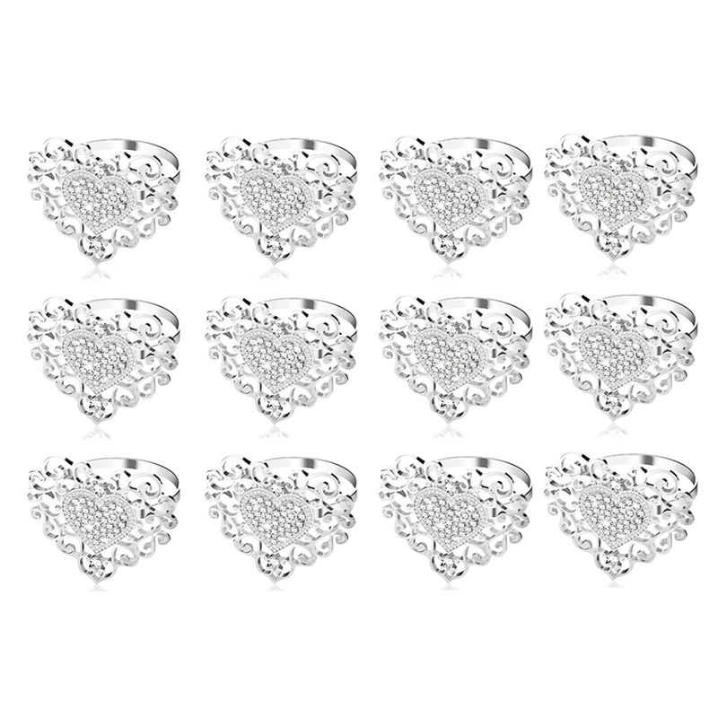 12 Piece Napkin Rings Holder Heart Napkin Ring Rhinestone Napkin Buckle For Valentine Wedding Holiday Party Decor
12 Piece Napkin Rings Holder Heart Napkin Ring Rhinestone Napkin Buckle For Valentine Wedding Holiday Party Decor