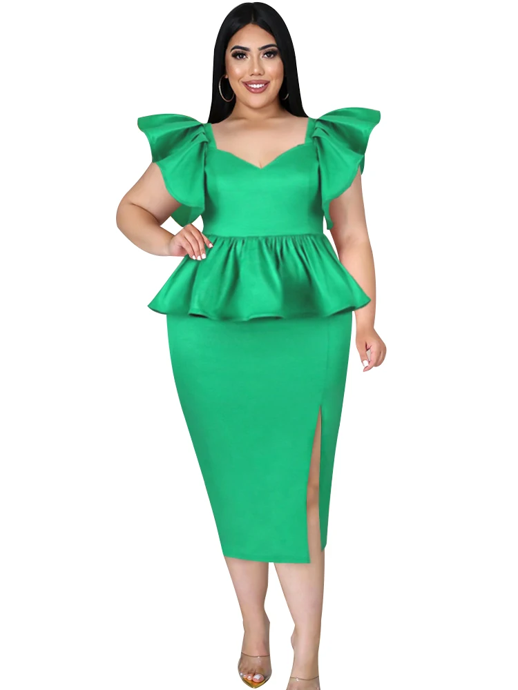 4XL Plus Size Dresses Women High Waist Ruffle Patchwork Robes Summer New Solid Vintage Elegant Chic Party Pencil Dress Vestidos
4XL Plus Size Dresses Women High Waist Ruffle Patchwork Robes Summer New Solid Vintage Elegant Chic Party Pencil Dress Vestidos