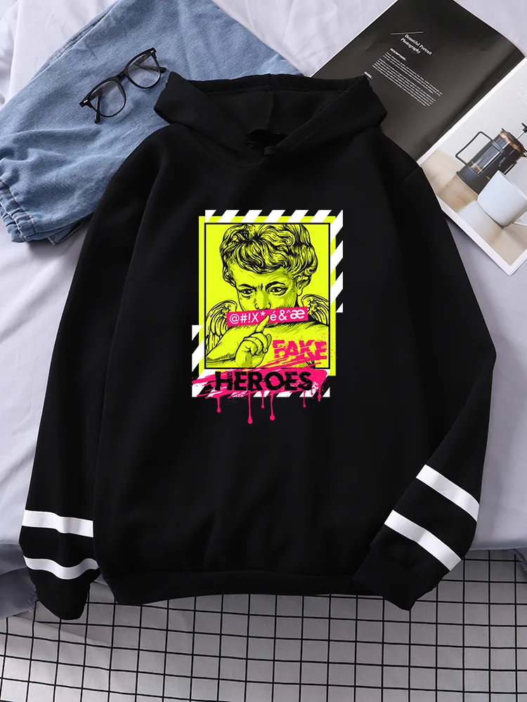 Fake Heroes Cupid Creativity Illustration Female Splicing Hoodies Vintage Fashion Sweatshirt Autumn Pocket Tops Womens Pullover
Fake Heroes Cupid Creativity Illustration Female Splicing Hoodies Vintage Fashion Sweatshirt Autumn Pocket Tops Womens Pullover