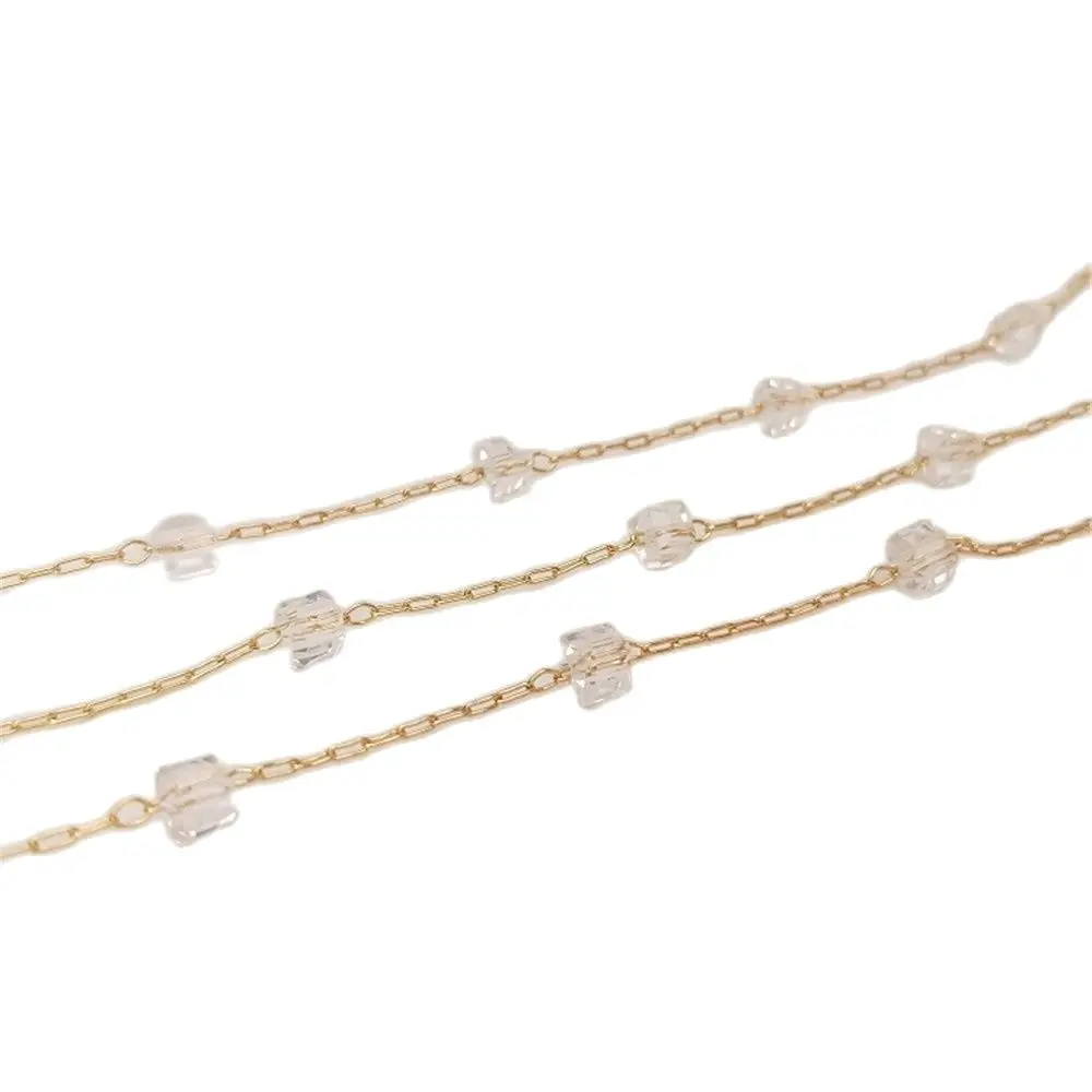 14K Plating Gold Filled Hand-made loose chain cut square zircon chain DIY bracelet necklace plated with gold material
14K Plating Gold Filled Hand-made loose chain cut square zircon chain DIY bracelet necklace plated with gold material