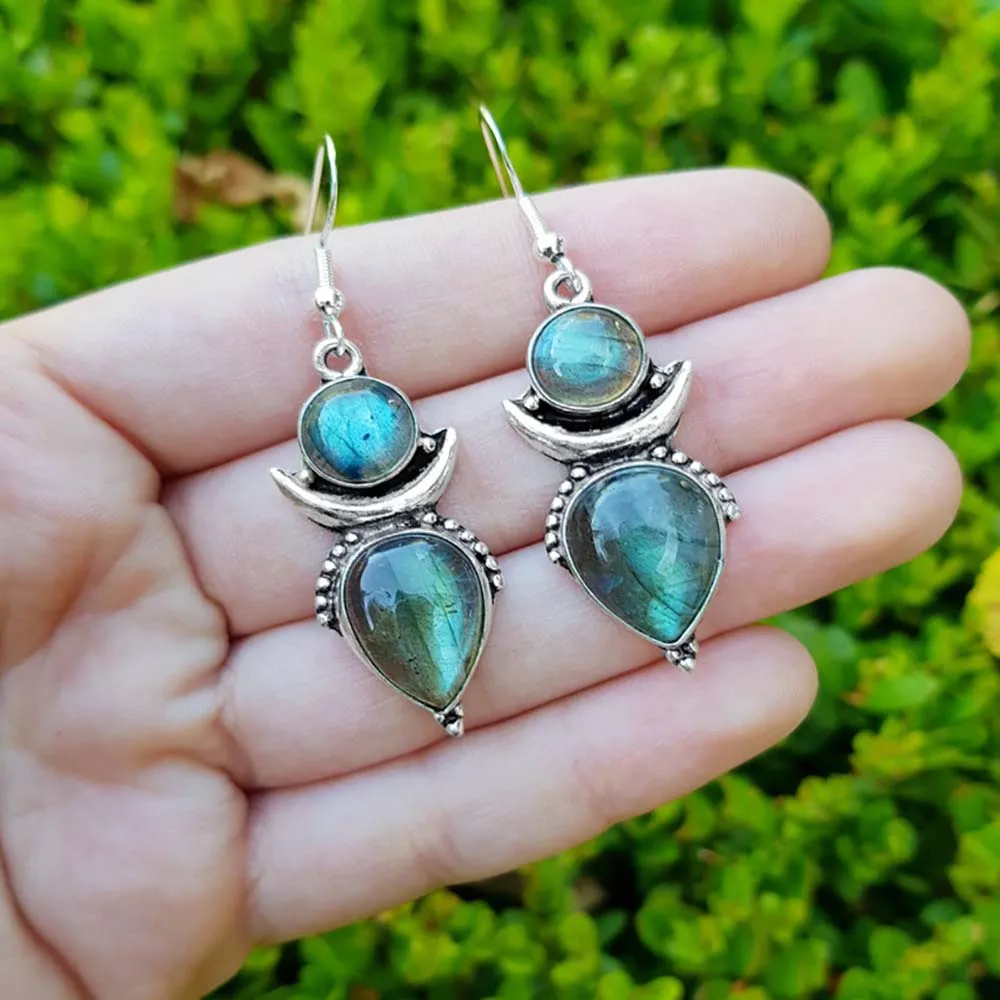 Retro Bohemian Style Moon Stone Silver Color Earrings Individuality Charming Temperament Eardrop Women Jewelry Accessories Gift
Retro Bohemian Style Moon Stone Silver Color Earrings Individuality Charming Temperament Eardrop Women Jewelry Accessories Gift