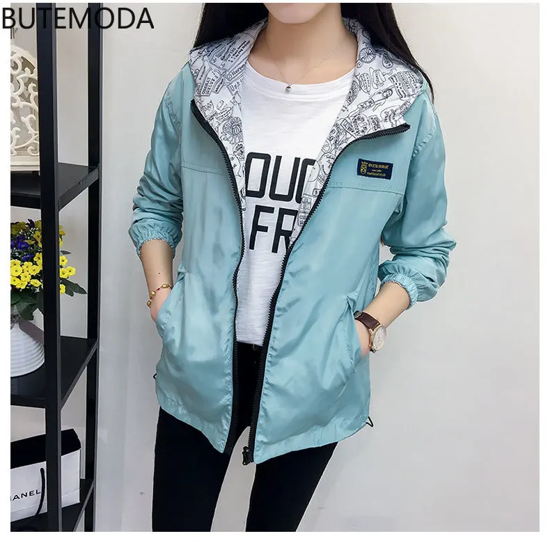 Butemoda Women's Jacket Spring Summer Pocket Zipper Hooded Two Side Wear Outwear Coat Loose Plus Size Windbreaker Jackets Famale
Butemoda Women's Jacket Spring Summer Pocket Zipper Hooded Two Side Wear Outwear Coat Loose Plus Size Windbreaker Jackets Famale