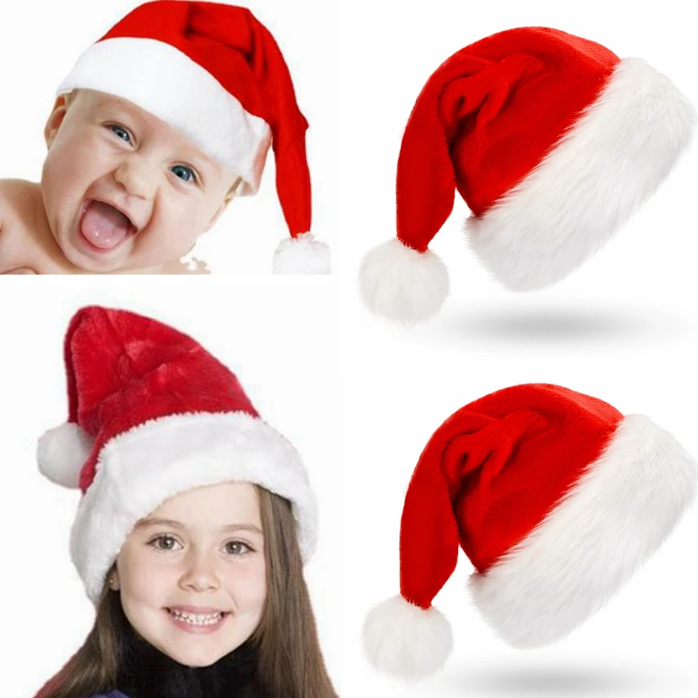 

Новый год 2023 Рождественская шапка из плюша Взрослые Дети Рождественские украшения для дома Рождество Санта-Клаус подарок теплые зимние шап...