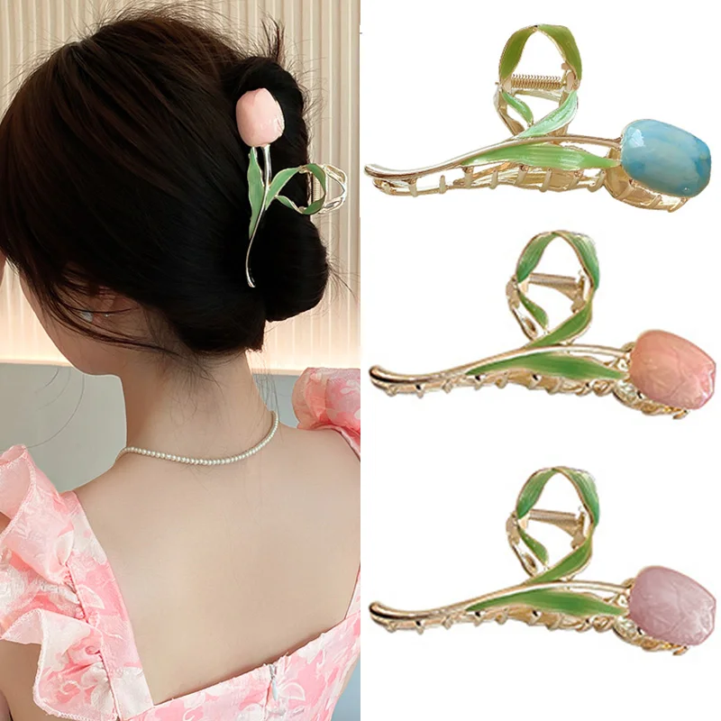 Elegant Tulip Flower Metal Hair Clips for Women Hairpins Large Shark Hair Claw Clamp Girls Hair Accessories Pinza Pelo Mujer
Elegant Tulip Flower Metal Hair Clips for Women Hairpins Large Shark Hair Claw Clamp Girls Hair Accessories Pinza Pelo Mujer