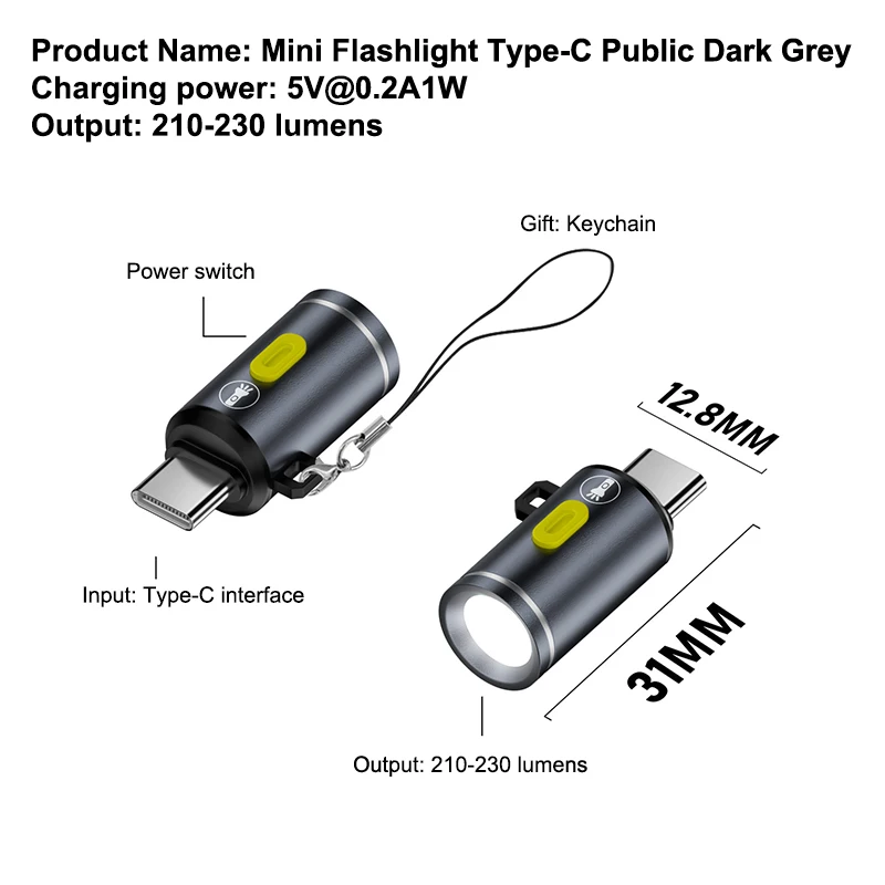 Портативный USB-C фонарик
Портативный USB-C фонарик