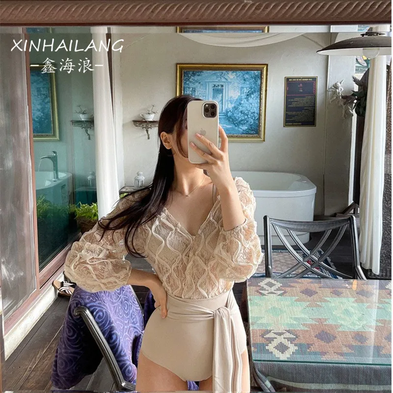 

Swimwear South Korea ins sports suits female conjoined bikini sexy small chest come back leakage belly show thin hot springs