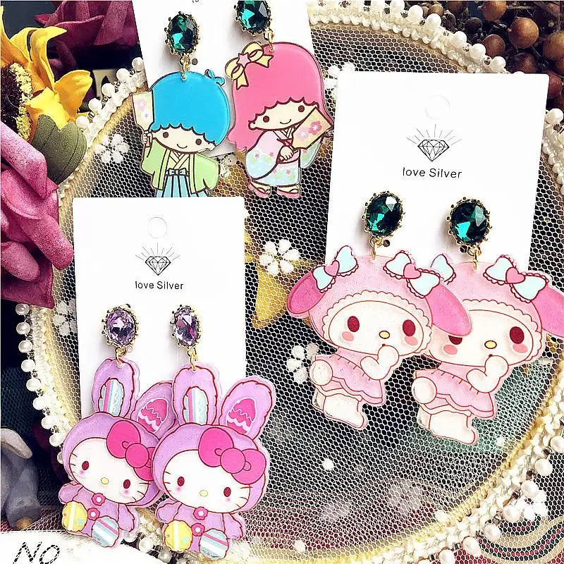 Kawaii Sanrios Jewelry Cartoon Littletwinstars Anime Cute Creative Doll Pendant Asymmetric Color Flower Earrings Toys for Grils
Kawaii Sanrios Jewelry Cartoon Littletwinstars Anime Cute Creative Doll Pendant Asymmetric Color Flower Earrings Toys for Grils