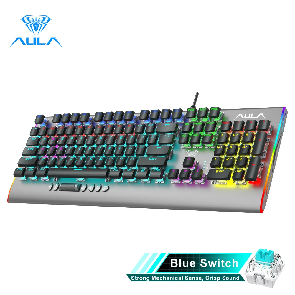 

AULA F2099 Mechanical Keyboard Wired Gaming Keyboard Mix Backlit 104 Anti-ghosting Blue Brown Switch For Game Laptop PC