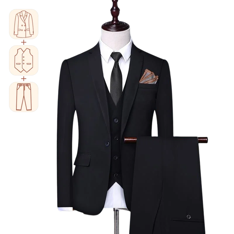 (Jacket Vest Pants) New Men's Solid Color Single Button Suit Wedding Groom Party Prom Tight Clothing Classic Black Youth Dress
(Jacket Vest Pants) New Men's Solid Color Single Button Suit Wedding Groom Party Prom Tight Clothing Classic Black Youth Dress