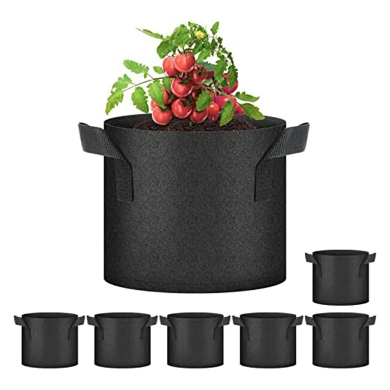 7-Pack 7 Gallon Grow Bags Aeration Nonwoven Fabric Plant Pots With Handles, Heavy Duty Gardening Planter For Potato 
7-Pack 7 Gallon Grow Bags Aeration Nonwoven Fabric Plant Pots With Handles, Heavy Duty Gardening Planter For Potato