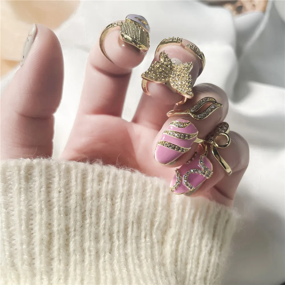 Fashion Nail Jewelry Accessories Decoration Women Rhinestones Nail Ring Female Zircon Crown Butterfly Ring Open Adjustable Ring
Fashion Nail Jewelry Accessories Decoration Women Rhinestones Nail Ring Female Zircon Crown Butterfly Ring Open Adjustable Ring
