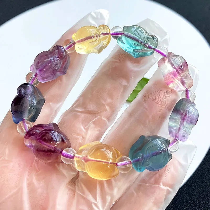 Genuine Natural Colorful Fluorite Carved Fox Bracelet 18x13mm Clear Beads Crystal Purple Fluorite 14x14mm Women Men AAAAA
Genuine Natural Colorful Fluorite Carved Fox Bracelet 18x13mm Clear Beads Crystal Purple Fluorite 14x14mm Women Men AAAAA
