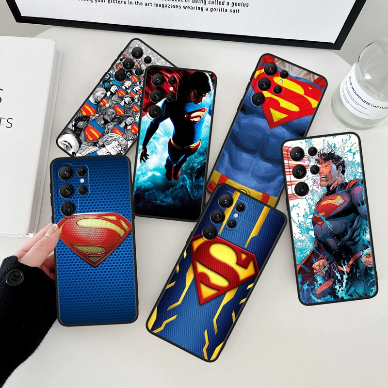 

DC Superman Cartoon Cool Black Phone Case For Samsung Galaxy S23 S22 S21 S20 FE Ultra Pro Lite S10 S10E S9 Plus 5G