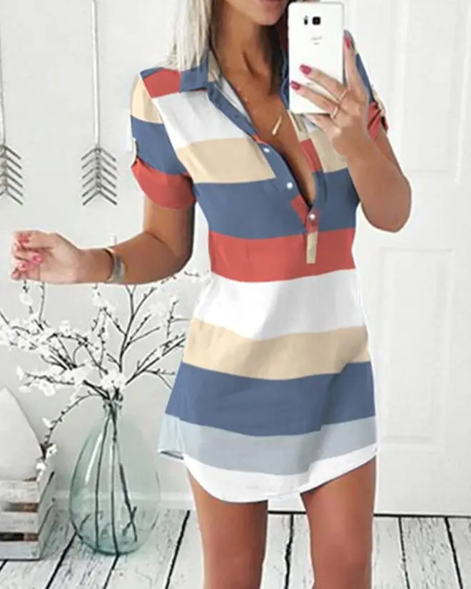 Casual Vacation Summer Dresses for Women 2023 Fashion Short Sleeve Button Front Ladies Denim Shirt Mini Dress
Casual Vacation Summer Dresses for Women 2023 Fashion Short Sleeve Button Front Ladies Denim Shirt Mini Dress