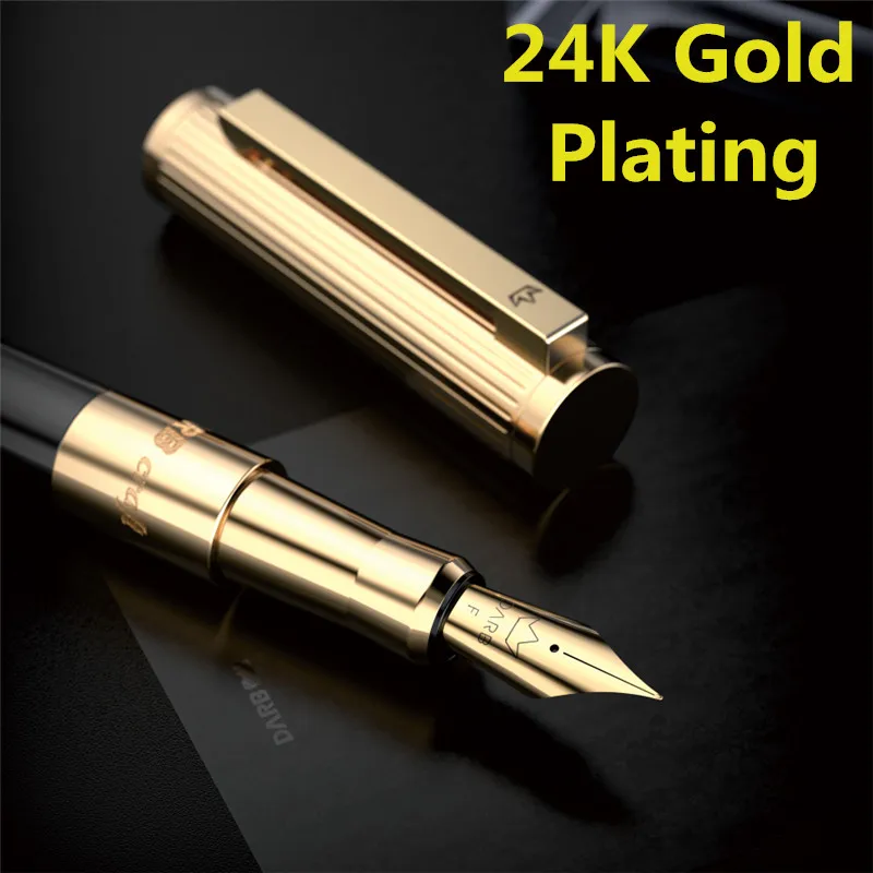

DARB Luxury Fountain Pen Plated With 24K Gold High Quality Business Office Metal Ink Pens Gift Classic