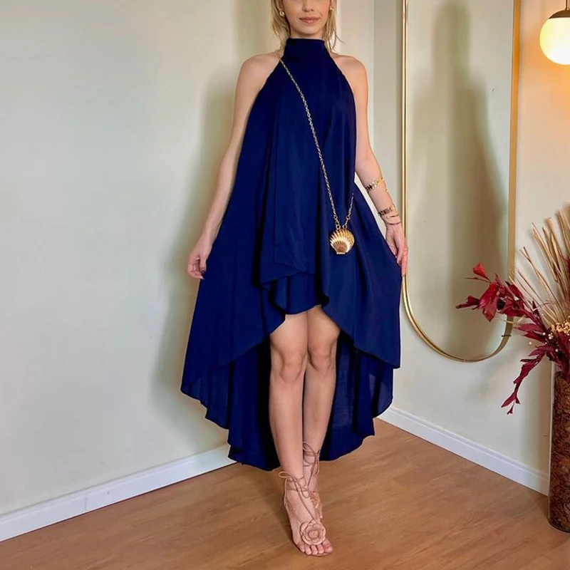 2024 Elegant Loose Backless Sexy Women Dress Casual New Irregular Maxi Dress Spring Lady Fashion Bright Solid Color Halter Dress
2024 Elegant Loose Backless Sexy Women Dress Casual New Irregular Maxi Dress Spring Lady Fashion Bright Solid Color Halter Dress