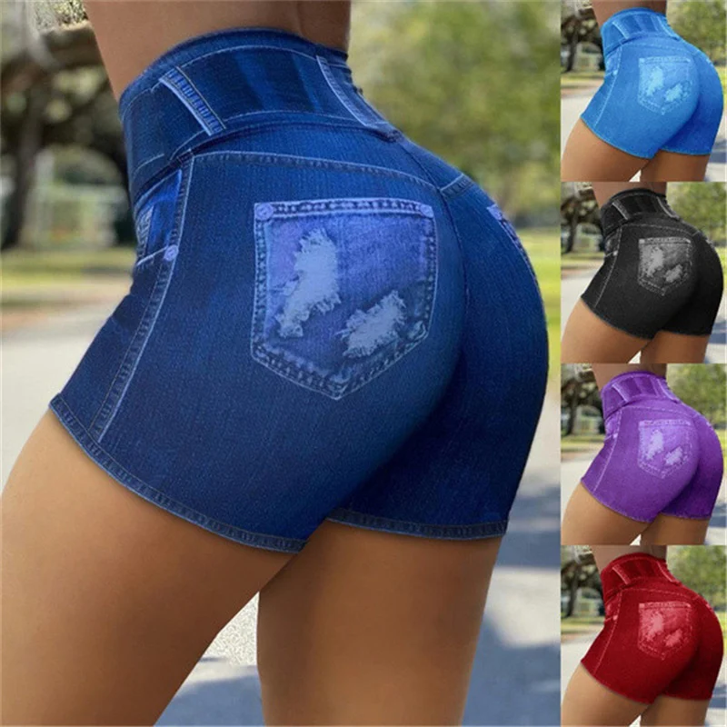 Fake Denim Printed Fitness Sports Shorts Tight High Waist Women's Plus Size Push Up Bottoms Yoga Running Gym Shorts Streetwear
Fake Denim Printed Fitness Sports Shorts Tight High Waist Women's Plus Size Push Up Bottoms Yoga Running Gym Shorts Streetwear