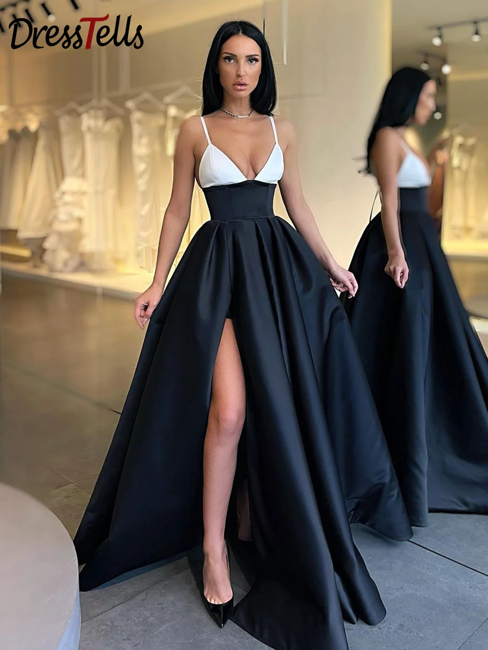 Women's 2023 Summer Long Evening Dress High Split Spaghetti Straps Sleeveless Prom Dresses Black and White Formal Party Dress
Women's 2023 Summer Long Evening Dress High Split Spaghetti Straps Sleeveless Prom Dresses Black and White Formal Party Dress