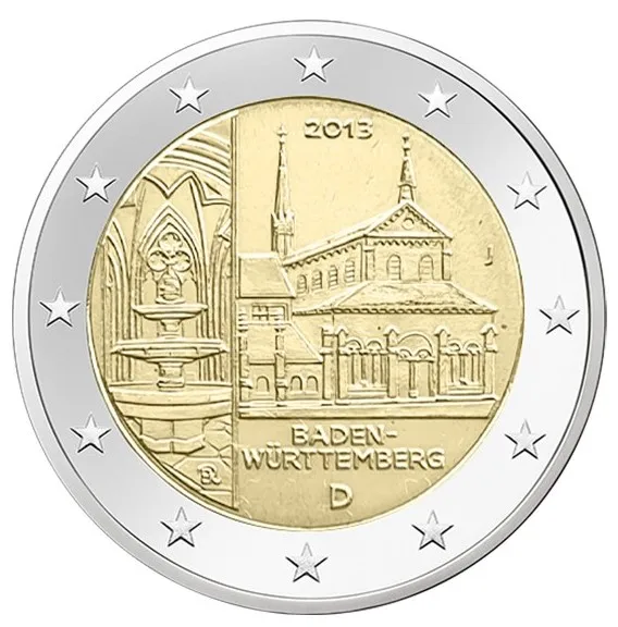 

На 2013, Германия, монастырь мурблан, префектура батун, 2 евро, стандартная памятная монета с фабрики, произвольный оригинал