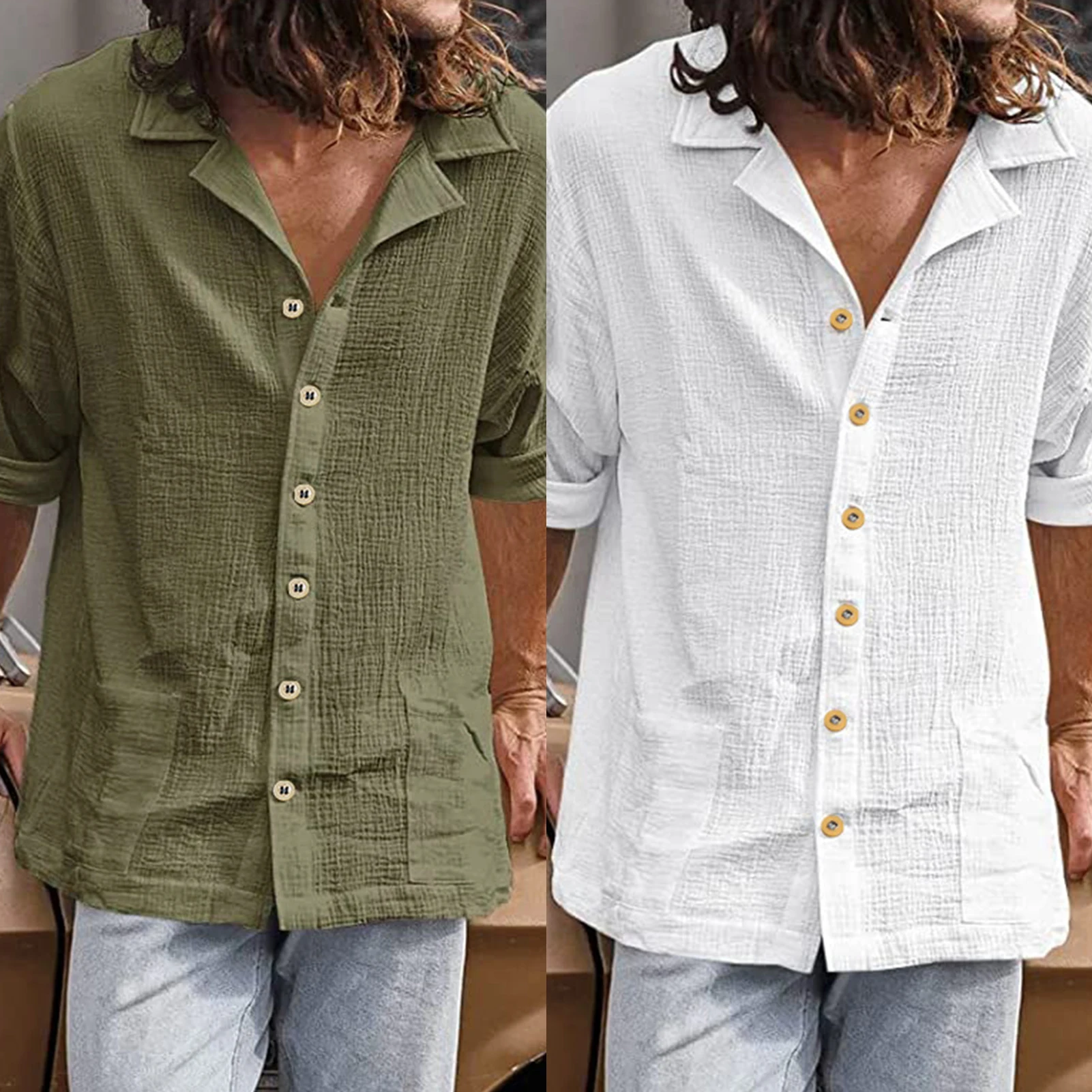 Men Lapel Shirt Single-breasted Fashion Simple Solid Color Button Down Shirts Long Sleeve Breathable Beach Yoga Shirts
Men Lapel Shirt Single-breasted Fashion Simple Solid Color Button Down Shirts Long Sleeve Breathable Beach Yoga Shirts