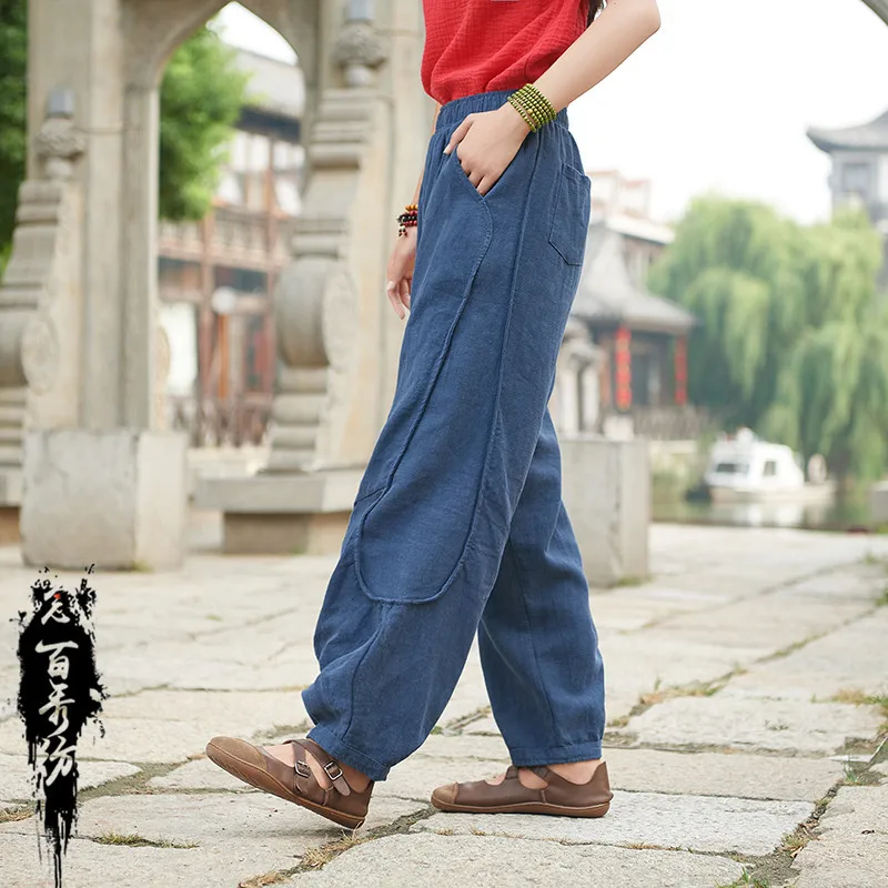 Vintage Sand Washed Ramie Slub Casual Trouser Women Spring Cotton Linen Lantern Pantalons Loose Elastic Waist Ethnic KungFu Pant
Vintage Sand Washed Ramie Slub Casual Trouser Women Spring Cotton Linen Lantern Pantalons Loose Elastic Waist Ethnic KungFu Pant